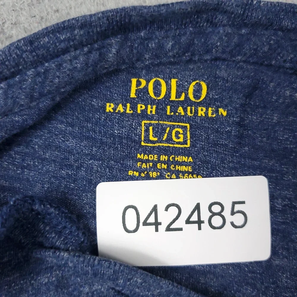 Polo Ralph Lauren Mens V-Neck T Shirt Large Blue Heather Pony Logo Short Sleeve